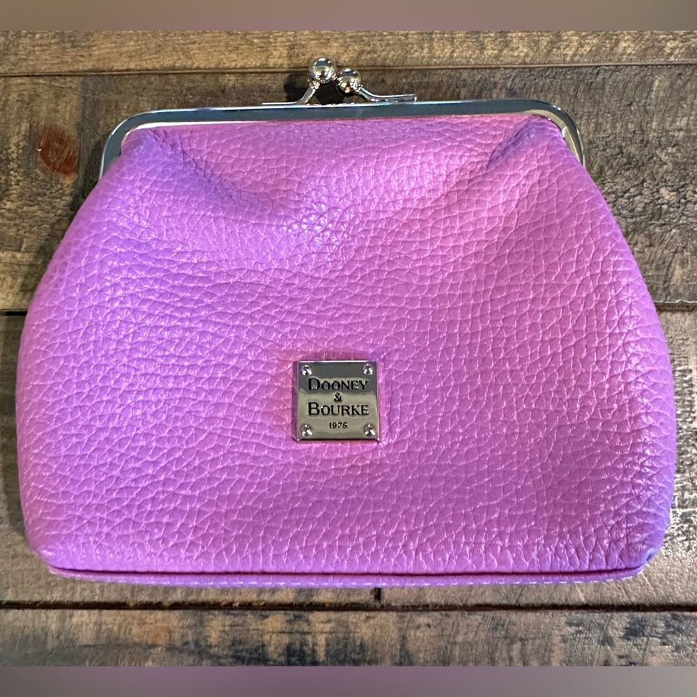 Dooney & Bourke Pink Leather Kiss-Lock Coin Purse